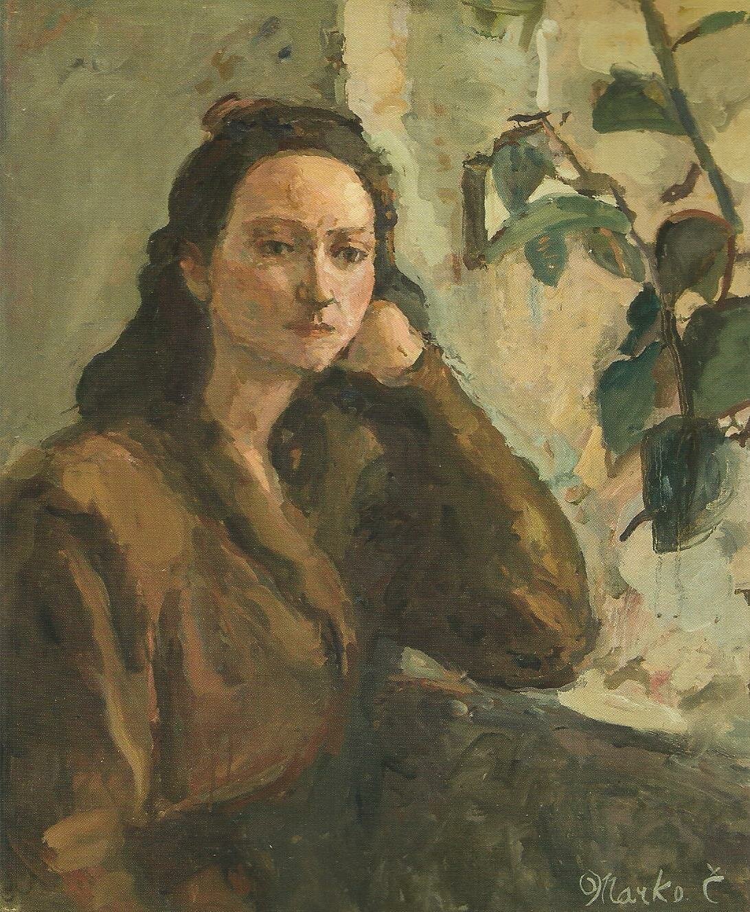 Devojka_i_lišće,_ulje_na_platnu_(1948)